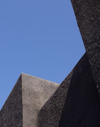 Close up view of textured concrete building
