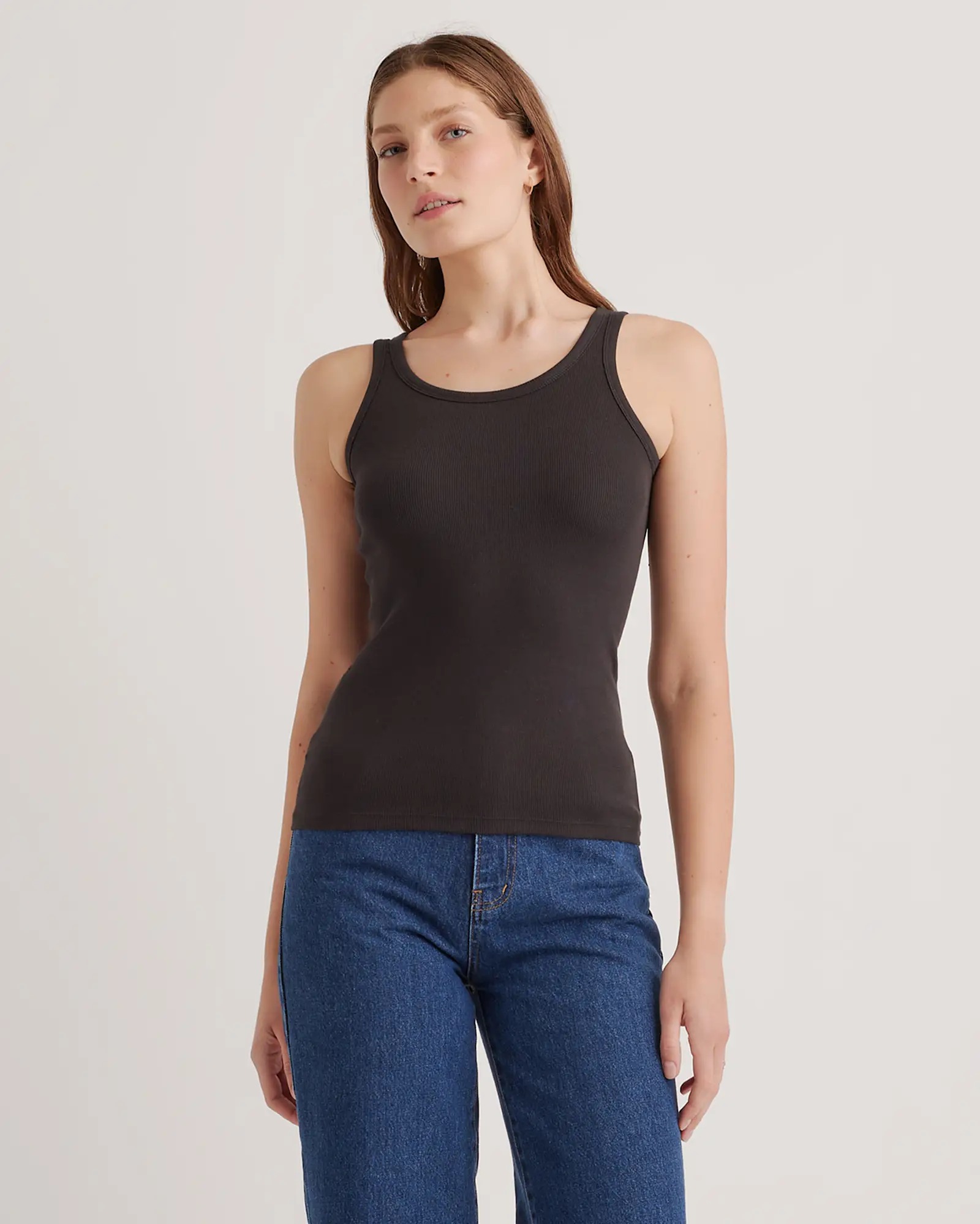 Quince, Organic Cotton Micro-Rib Scoop Neck Tank