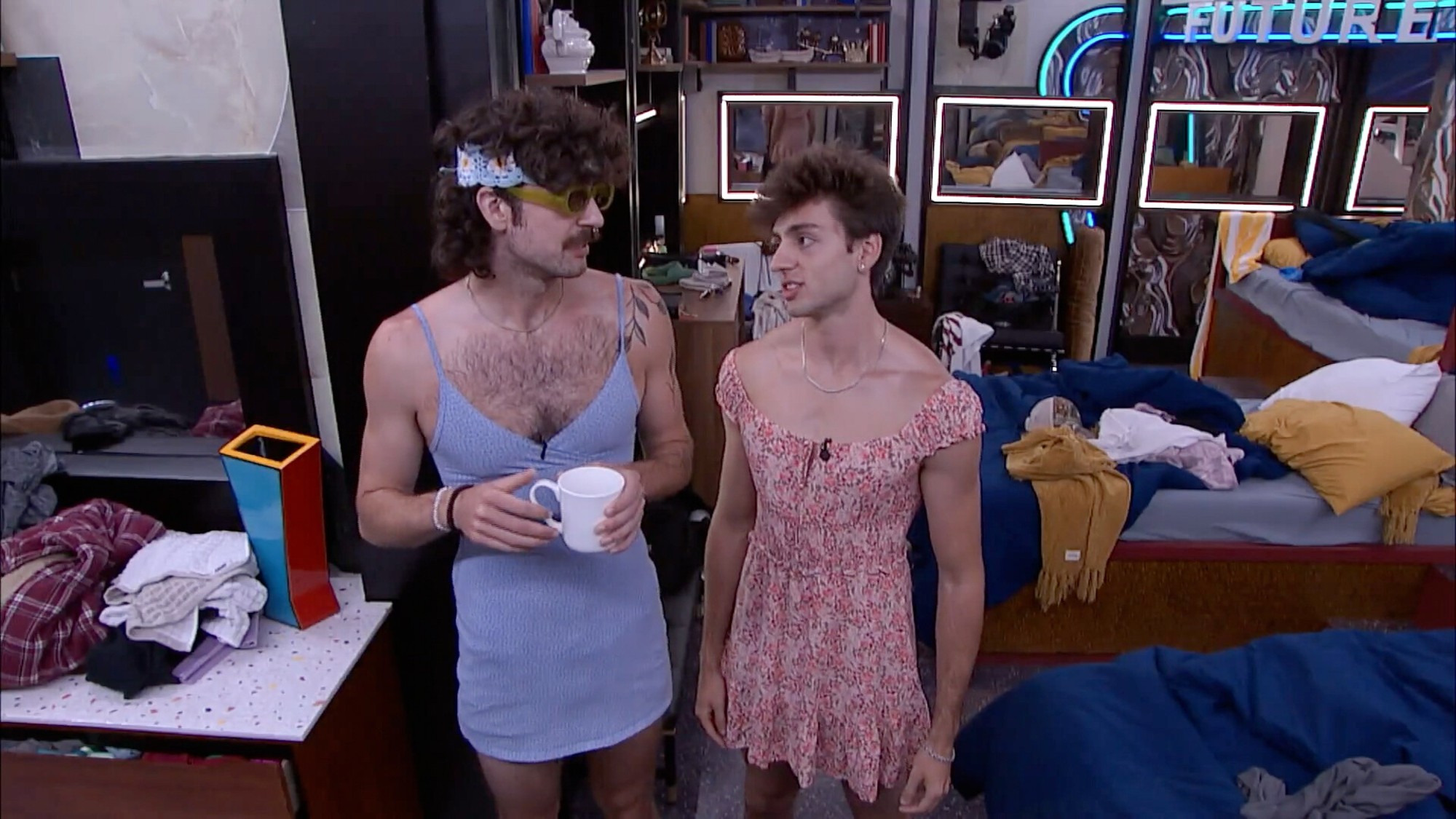Barrett and Drew in dresses.