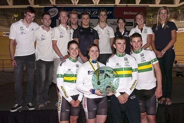 The Australian team took out the overall medal tally and lead Great Britain by just three points after the first round of the UCI Track World Cup series.