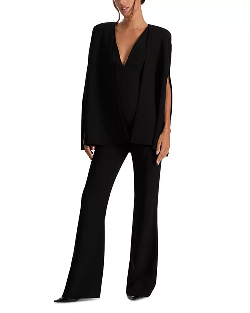 Nova Deep V Neck Cape Jumpsuit