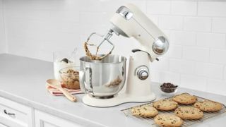 Cuisinart Precision Stand Mixer in white making cookies