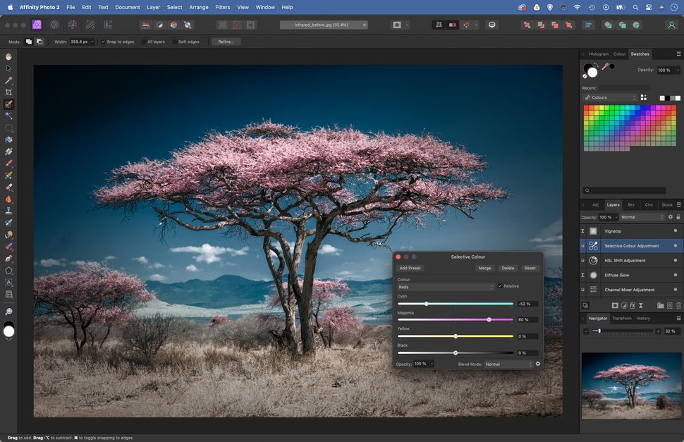 Get the infrared look in Affinity without a costly IR camera conversion