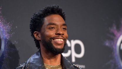 Chadwick Boseman poses in the press room during the 2019 American Music Awards at Microsoft Theater on November 24, 2019 in Los Angeles, California. 