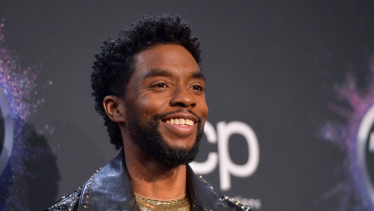 Chadwick Boseman poses in the press room during the 2019 American Music Awards at Microsoft Theater on November 24, 2019 in Los Angeles, California.