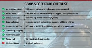 Gears 5 PC features chart