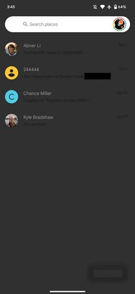 Dark mode during the Google Messages beta still offers its own brand of problems including illegible black text.