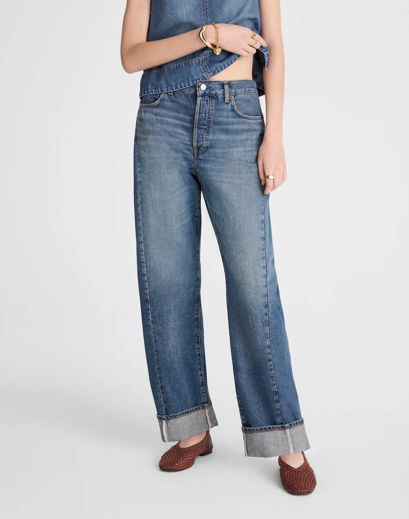 Madewell, Pieced Barrel-Leg Full-Length Jeans