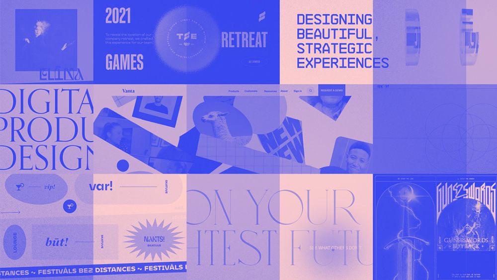 Web design trends in 2022: collage by Webflow