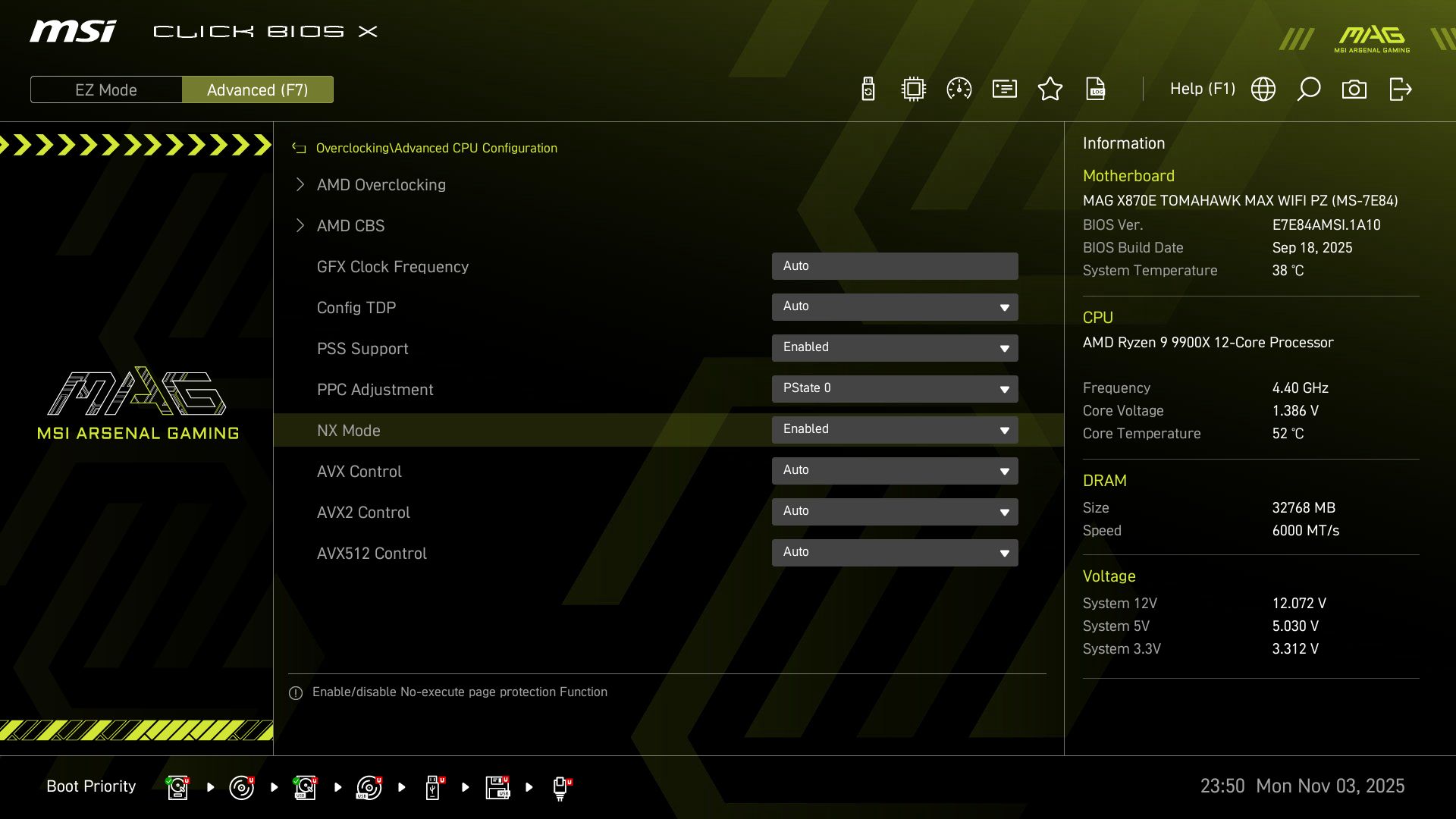 MSI X870E Tomahawk MAX Wifi PZ BIOS