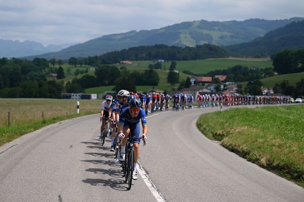 VILLARSSUROLLON SWITZERLAND JUNE 13 Miles Scotson of Australia and Team GroupamaFDJ competes during the 86th Tour de Suisse 2023 Stage 3 a 1438km stage from Tafers to VillarssurOllon 1256m UCIWT on June 13 2023 in VillarssurOllon Switzerland Photo by Dario BelingheriGetty Images