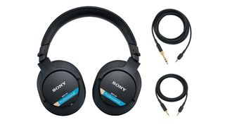 Sony MDR-M1 with two sets of a cables on a white background