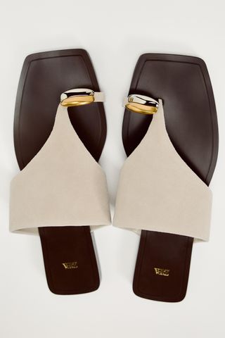 Zara, EMBELLISHED SUEDE SANDALS