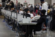 Detroit Department of Elections workers at the TCF Center