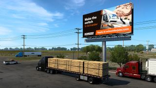 A billboard advertising a real trucker job in American Truck Simulator.