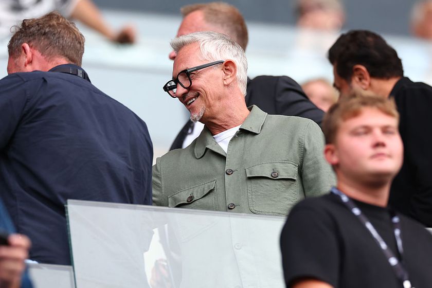 LONDON, ENGLAND - AUGUST 24: Ex BBC pundint Gary Lineker during the Premier League match between Fulham and Manchester United at Craven Cottage on August 24, 2025 in London, England. (Photo by Shaun Brooks - CameraSport via Getty Images)