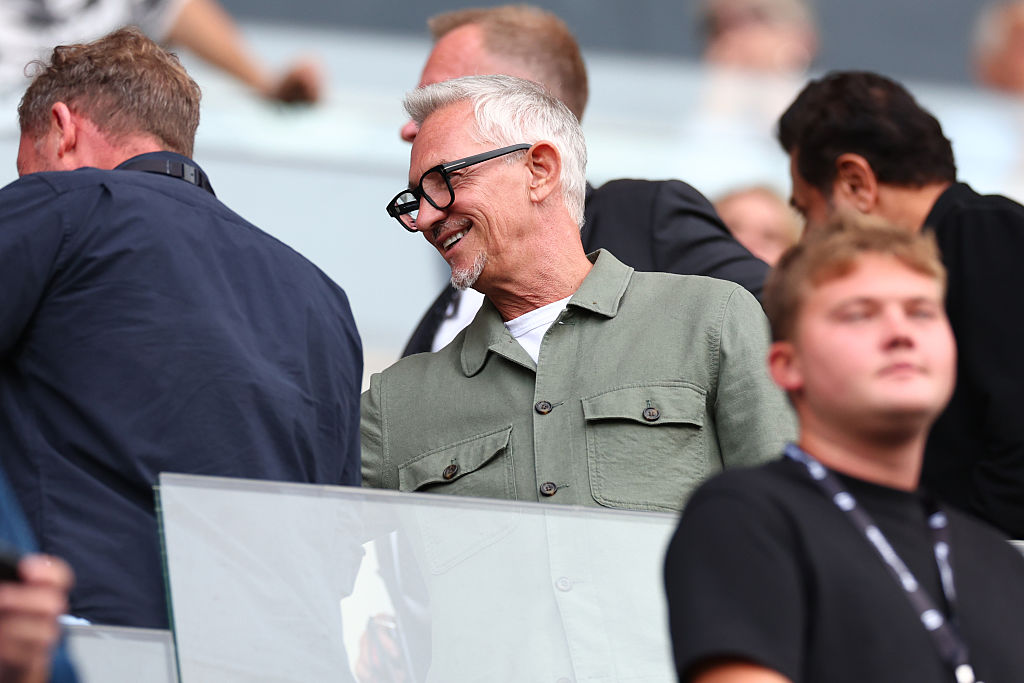 LONDON, ENGLAND - AUGUST 24: Ex BBC pundint Gary Lineker during the Premier League match between Fulham and Manchester United at Craven Cottage on August 24, 2025 in London, England. (Photo by Shaun Brooks - CameraSport via Getty Images)