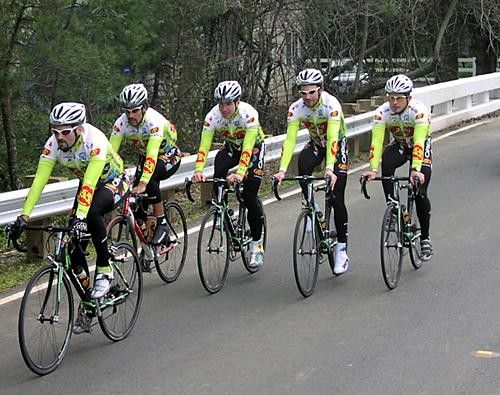 The team ride together