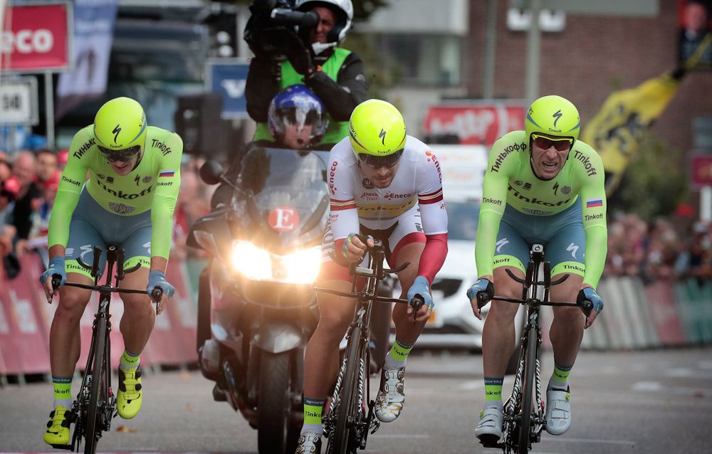 Peter Sagan and Tinkoff finished 8th during the Eneco team time trial