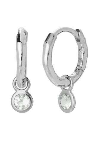 Topaz Drop Huggie Hoop Earrings