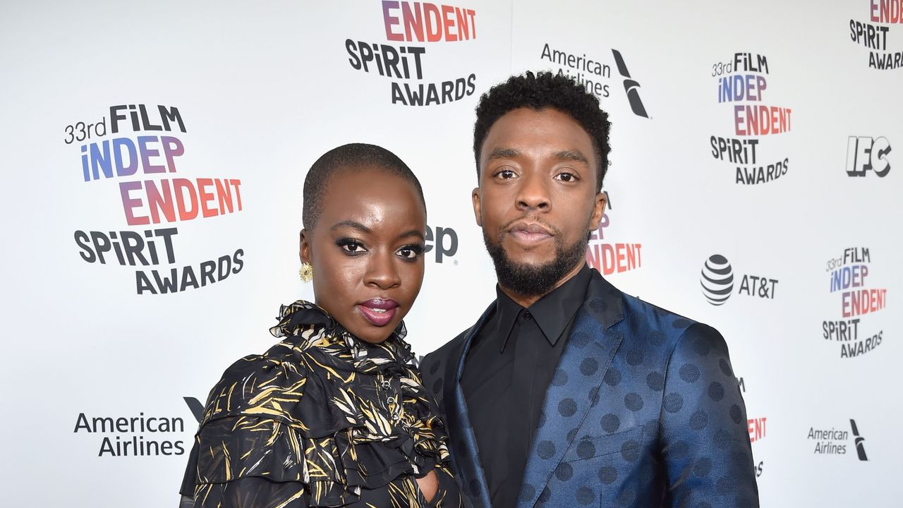 santa monica, ca march 03 actors danai gurira l and chadwick boseman attend the 2018 film independent spirit awards on march 3, 2018 in santa monica, california photo by kevin mazurgetty images