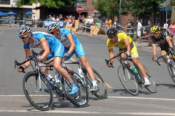 Alex Howes leads the break in the U23 criterium championship.
