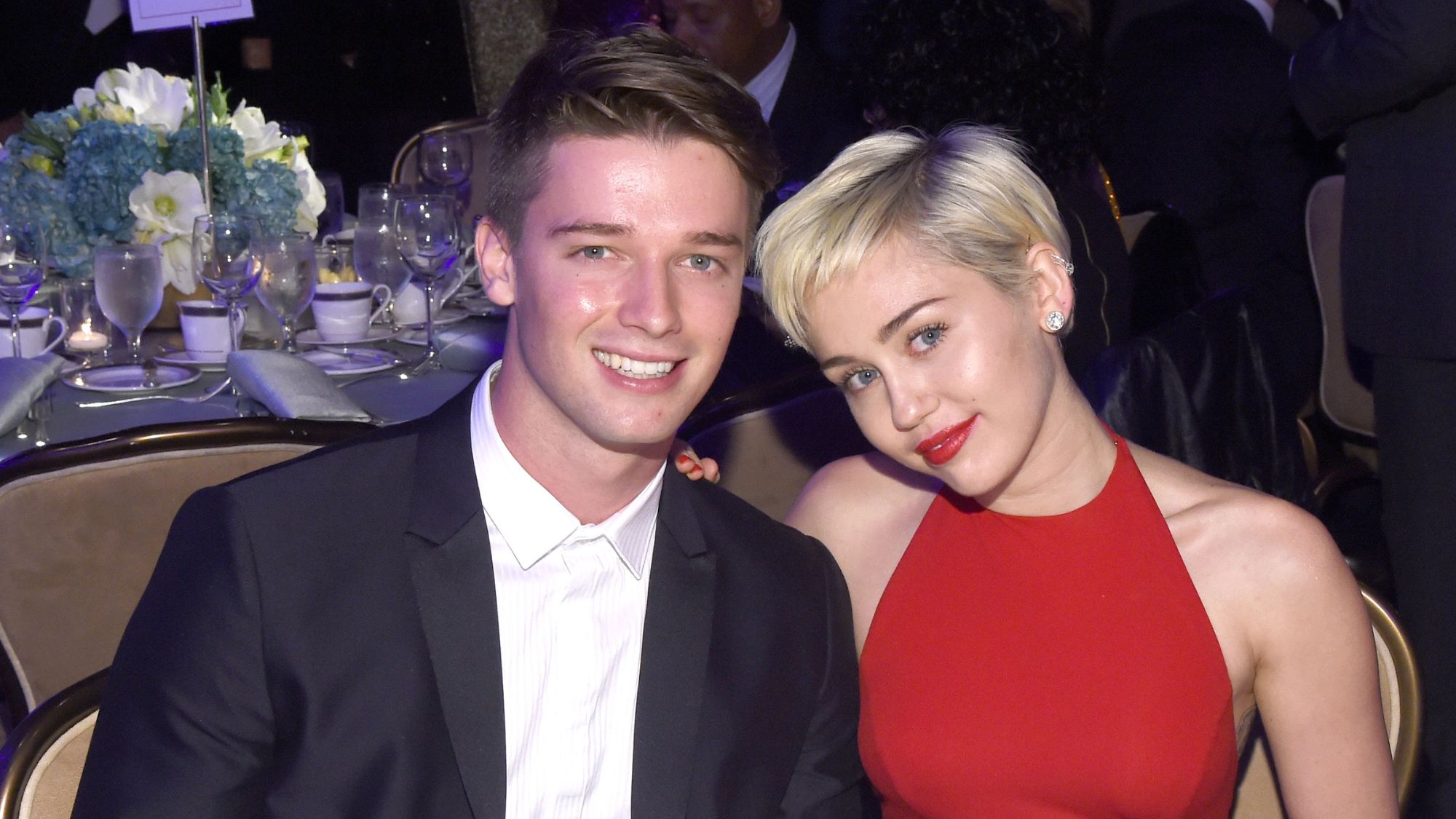 Patrick Schwarzenegger and Miley Cyrus attend the pre-GRAMMY Gala