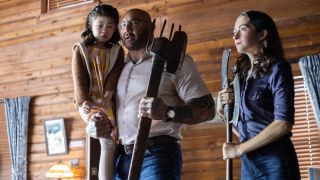 Knock At The Cabin Dave Bautista Abbie Quinn and Kristen Cui
