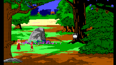 Rosella encounters a satyr in a forest in King's Quest 4