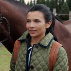 jackie and alex talk next to jackie's horse in my life with the walter boys season 2