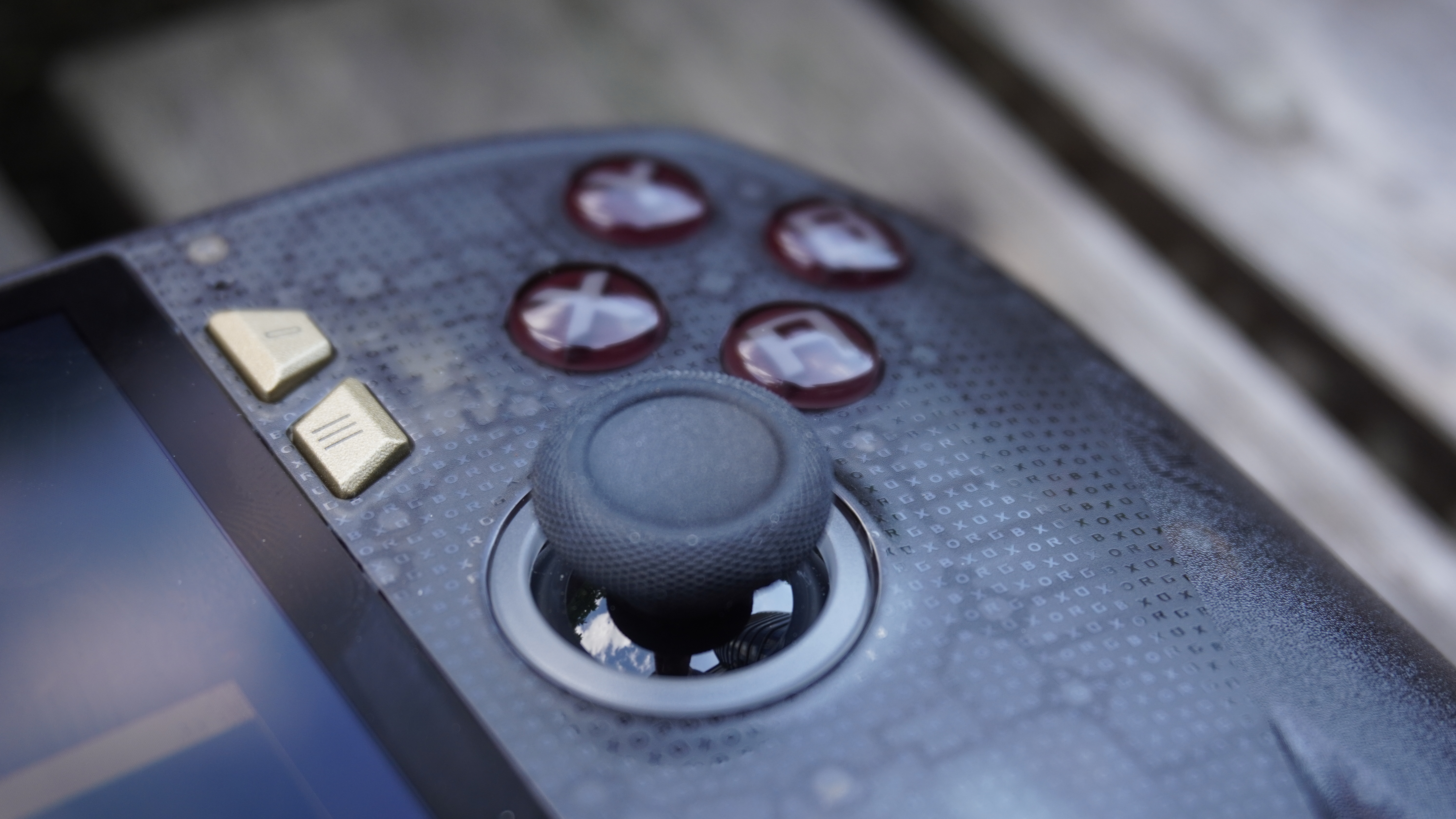 A closeup shot of the buttons and joysticks on the Asus ROG Xbox Ally X20