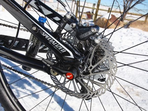 The post mount rear tabs will accept a 140mm rear rotor should you decide to shed a few grams.