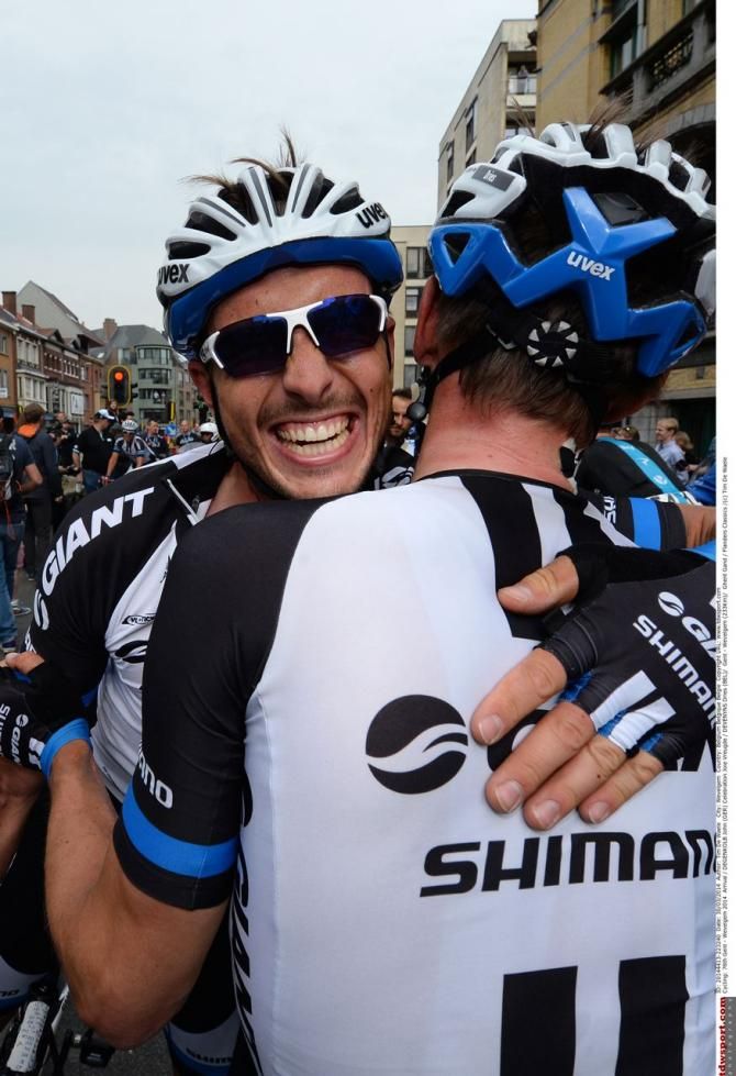 John Degenkolb (Giant-Shimano) gets ready to celebrate with his teammates