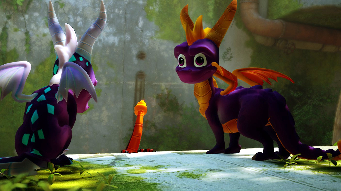 Spyro the Dragon in Stray next to another dragon