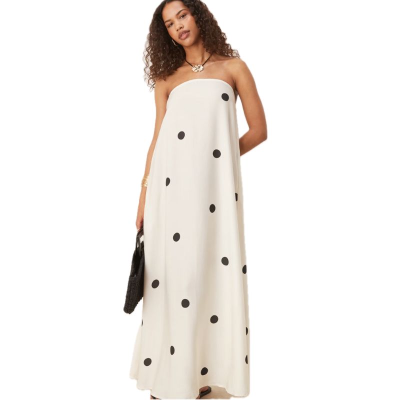 ASOS , Cupro Bandeau Maxi Dress in Mono Spot 
