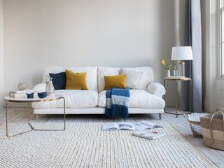 White flooring in a north-facing living room