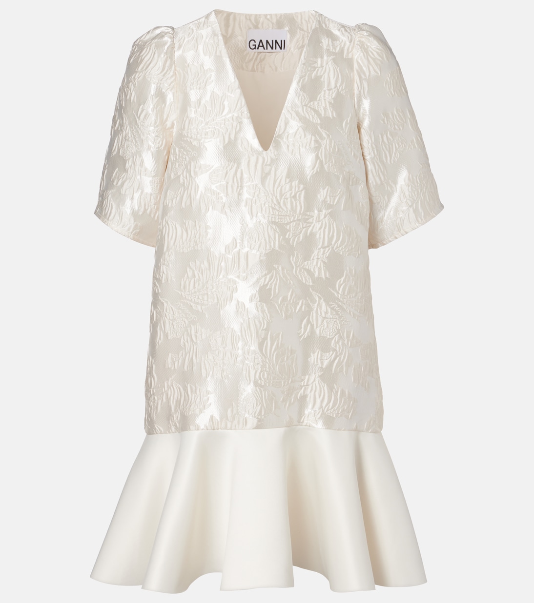 Floral Satin Cloqu&amp;eacute; Minidress
