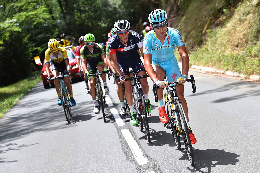 Valerio Agnoli (Astana) leads the breakaway at the Clasica San Sebastian