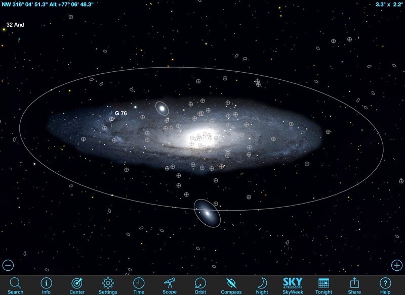 Galaxy M31 on SkySafari app on iPad