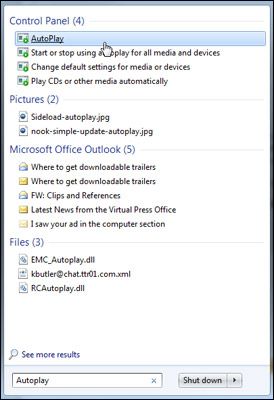 Click Autoplay from the Start Menu