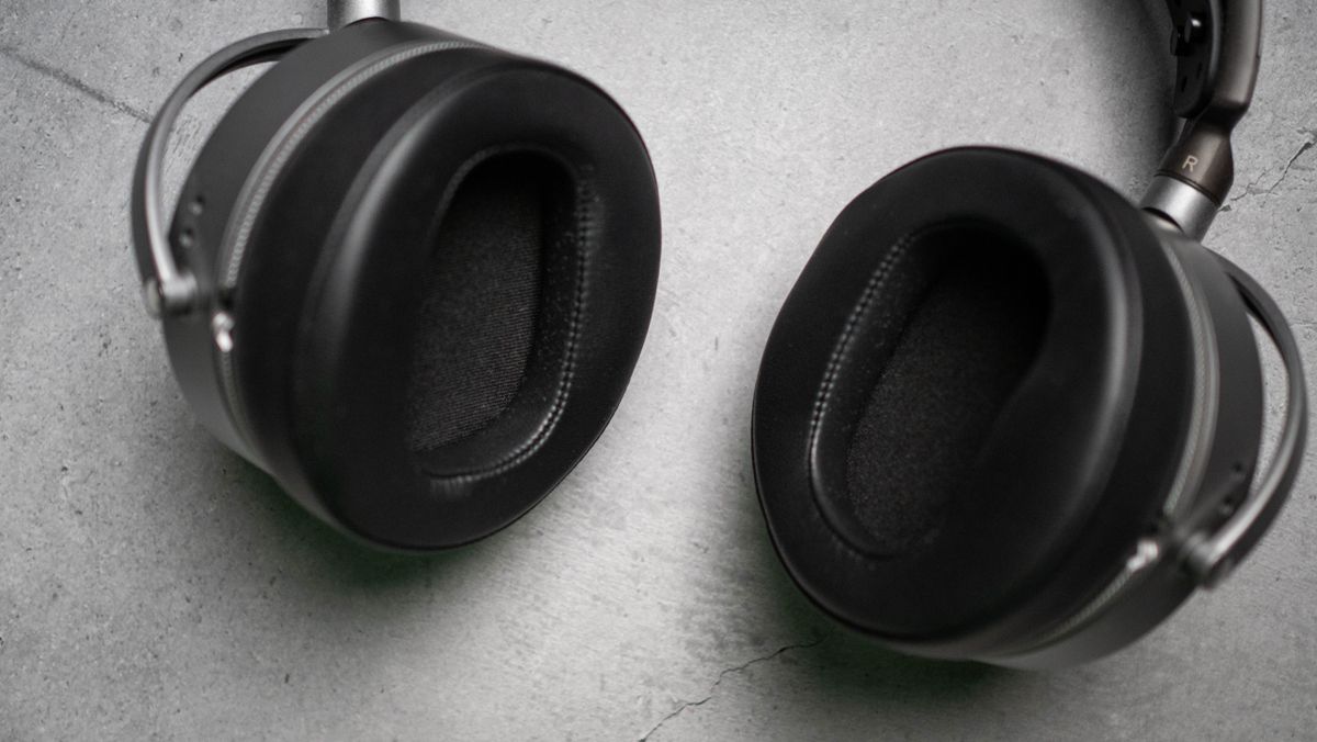 Audeze LCD-S20 planar headset against a grey craft sheet highlighting the product design