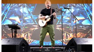 Ed Sheeran performs onstage at the 2023 New Orleans Jazz & Heritage Festival at Fair Grounds Race Course on April 29, 2023 in New Orleans, Louisiana