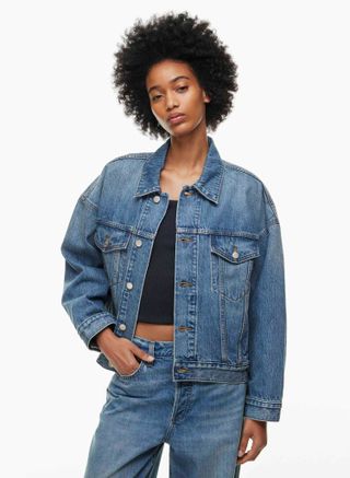 Denim jacket with shearling lining