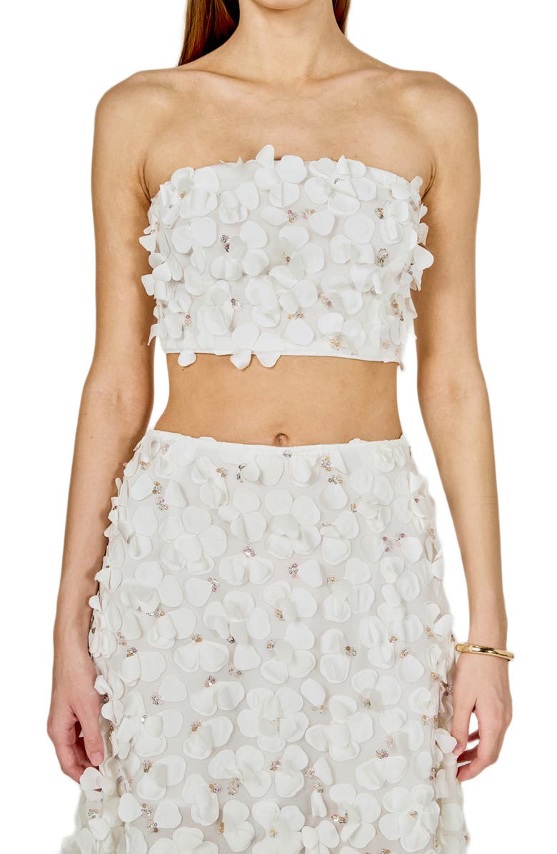 3d Floral Crop Bandeau Top