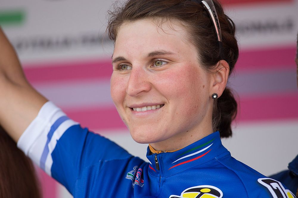 Elisa Longo-Borghini (ITA) of Wiggle Hi5 Cycling Team retains the best Italian rider's blue jersey afterthe Giro Rosa 2016 - Stage 4