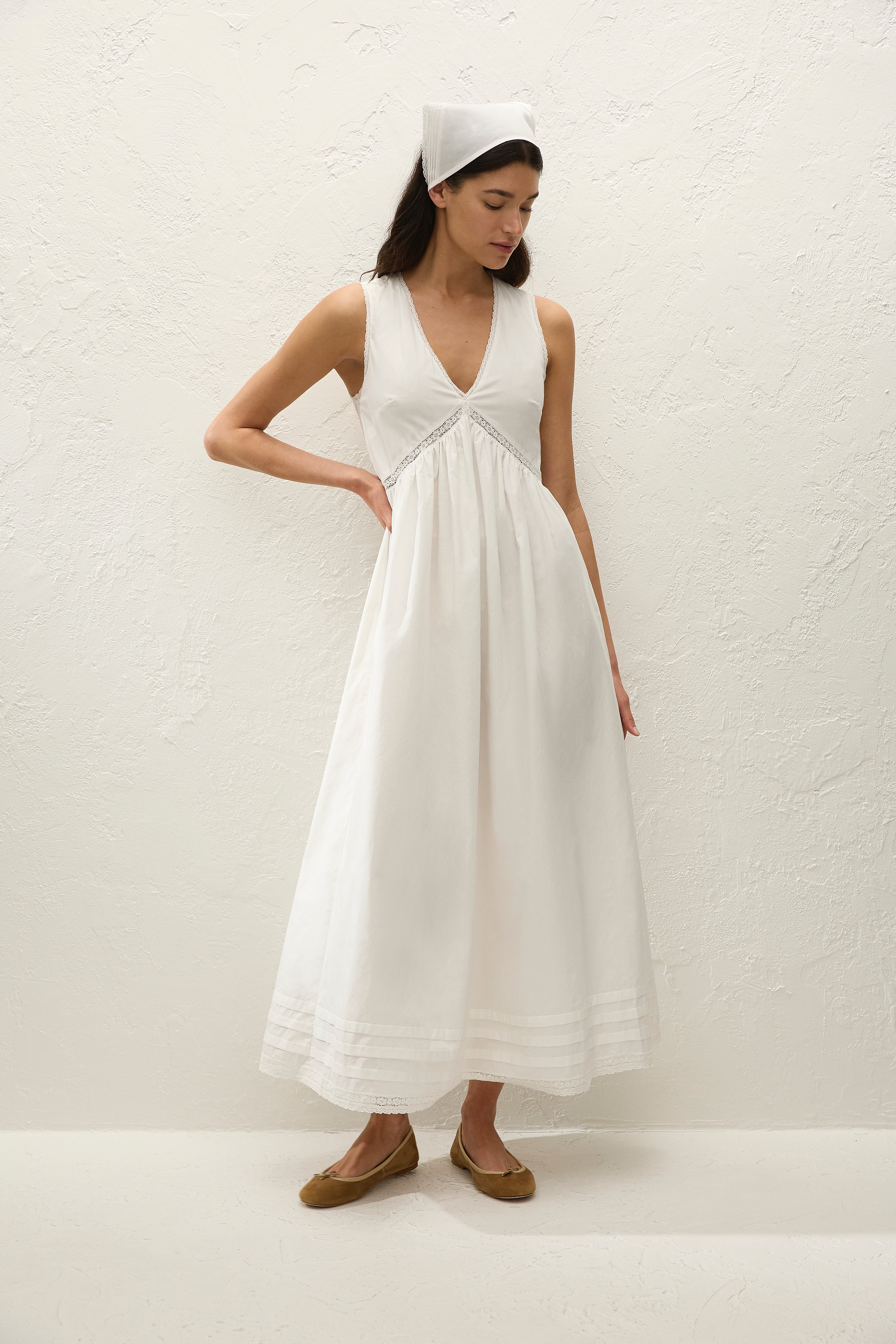 Fiora Midi Dress Fresco Lace White