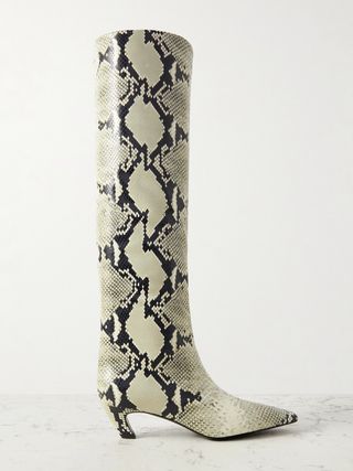 Davis Snake-Effect Leather Knee Boots