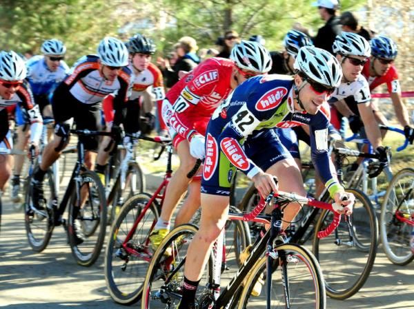 Matt Pococha (Hudz-Subaru) riding aggressively at the start