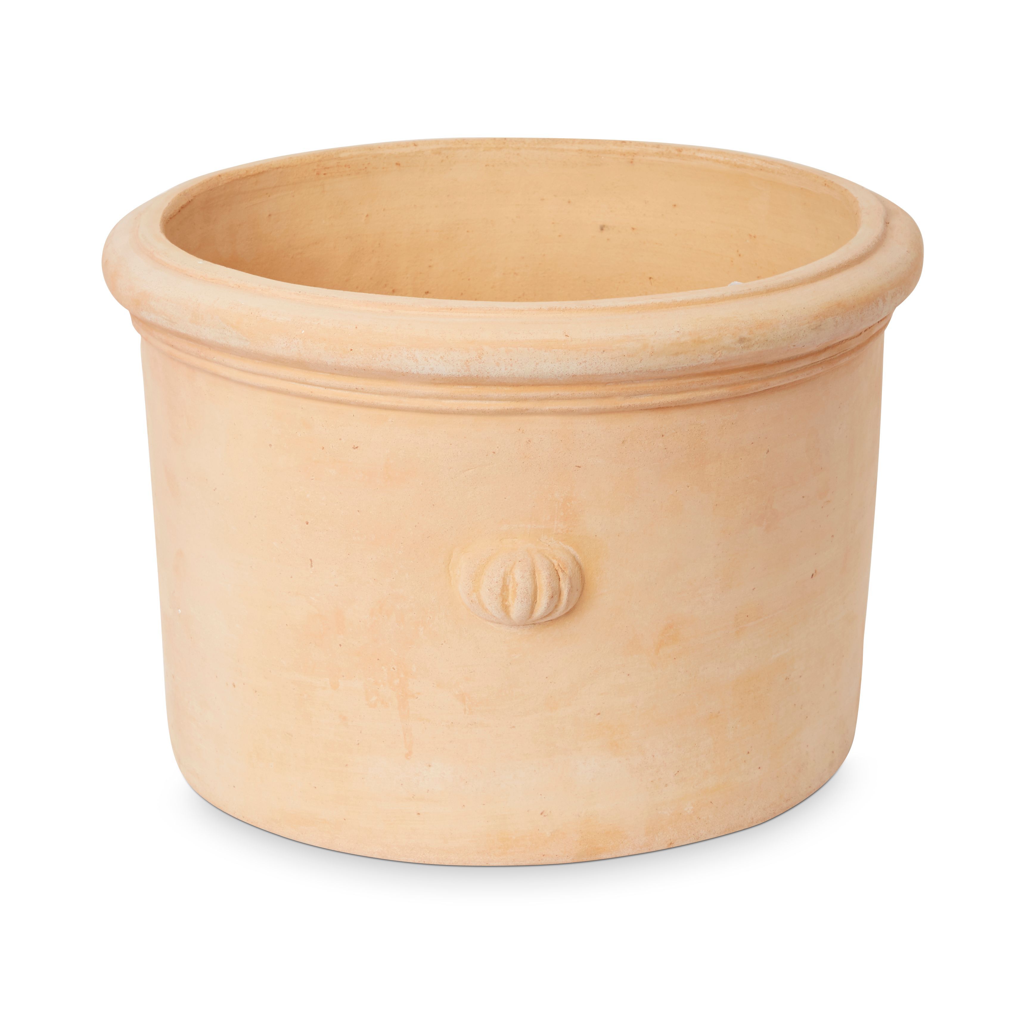 Verve Mali Matt White Washed Terracotta Plant Pot (dia) 40cm, (h)27cm, 28l
