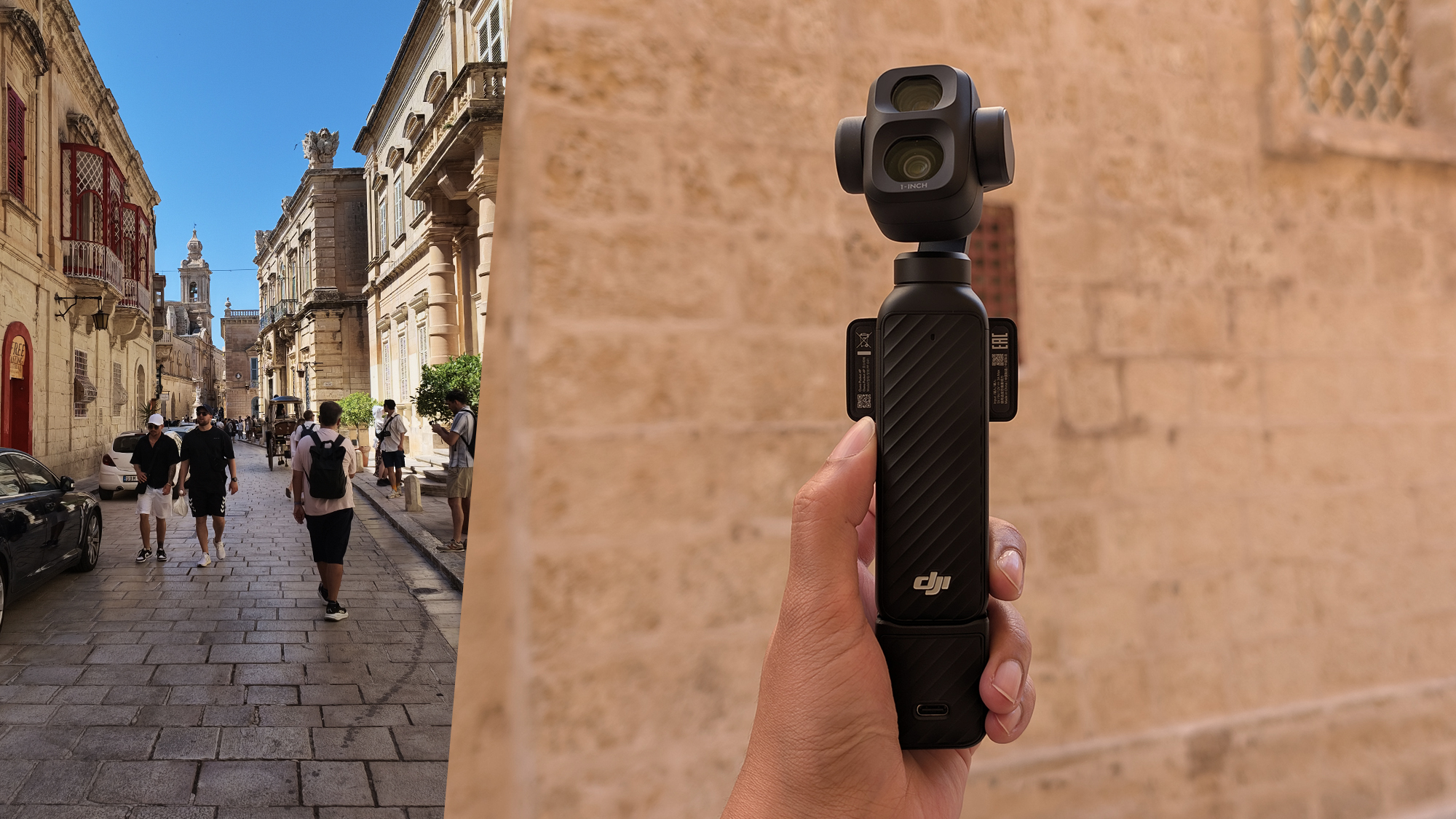 A black DJI Osmo Pocket 4P gimbal camera